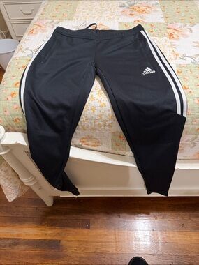 adidas Black Joggers with White Side Stripes